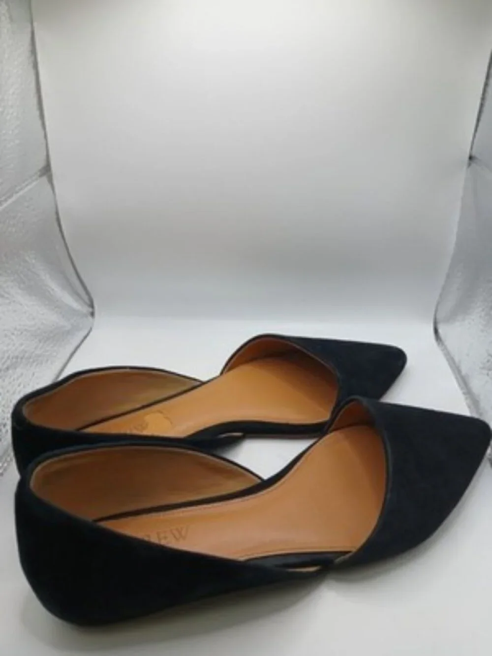 J Crew Zoe D'Orsay Black Suede Leather Flat Point Shoes Women Size 7.5 Ballet